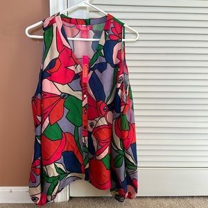 Multi-Color Bright Floral Catherine Malandrino Cold Shouldee Blouse Size S New